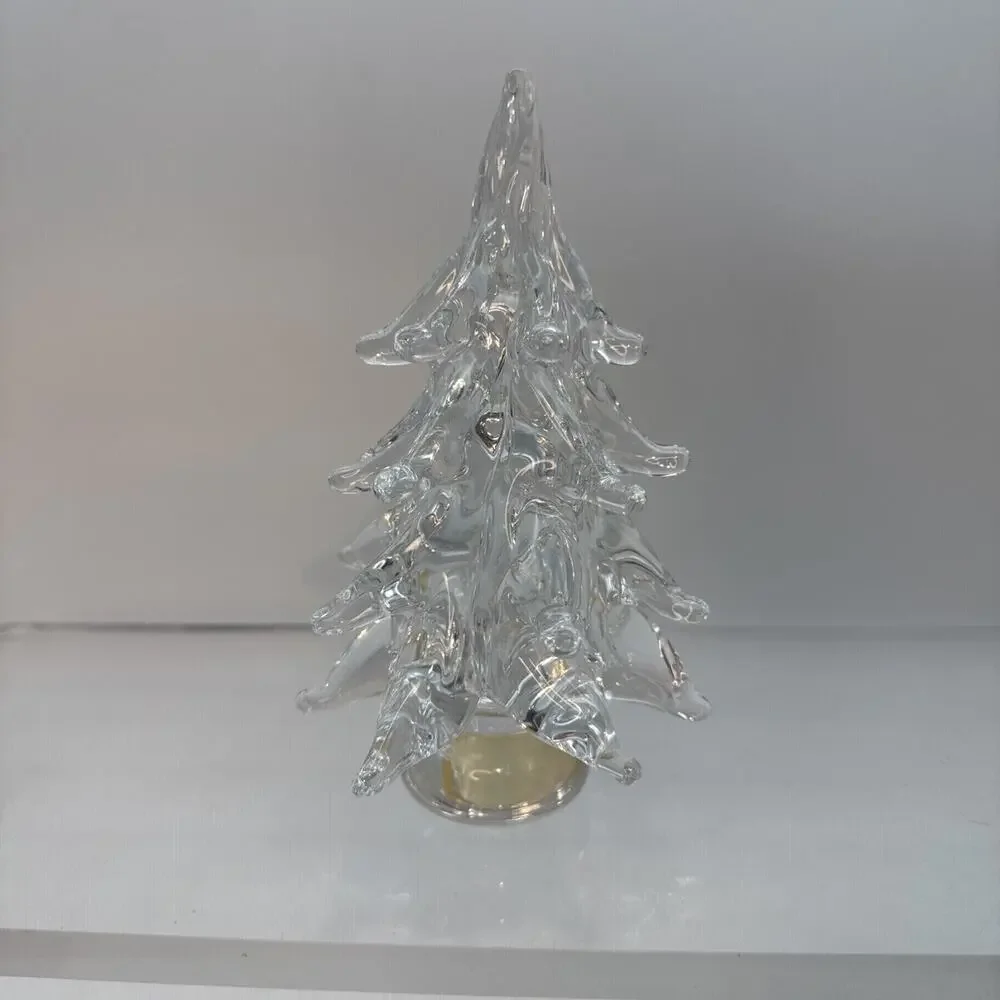 Vintage Riekes Chalet Clear Lead Crystal Canada Christmas Tree 6.5